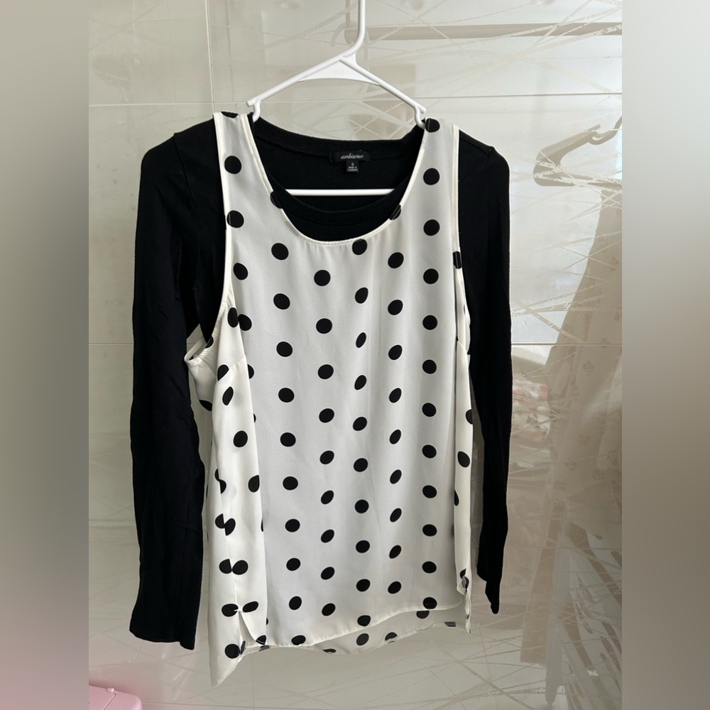 Primark Polka-dot White Blouse🤍🖤